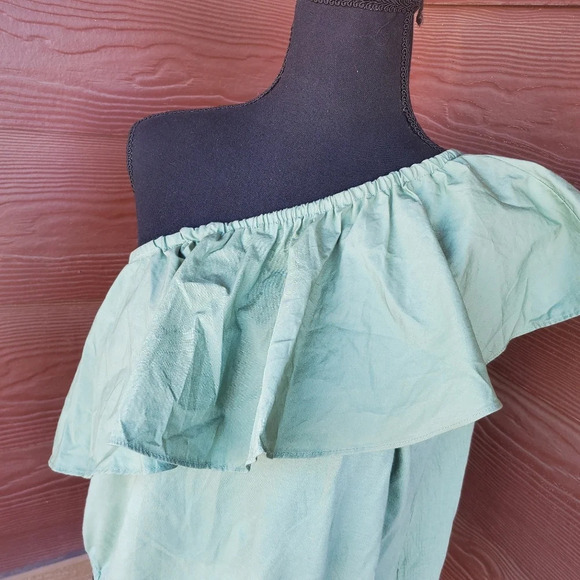 Women's One Shoulder Ruffle Top - A New Day, Olive Green, Medium - Picture 3 of 9